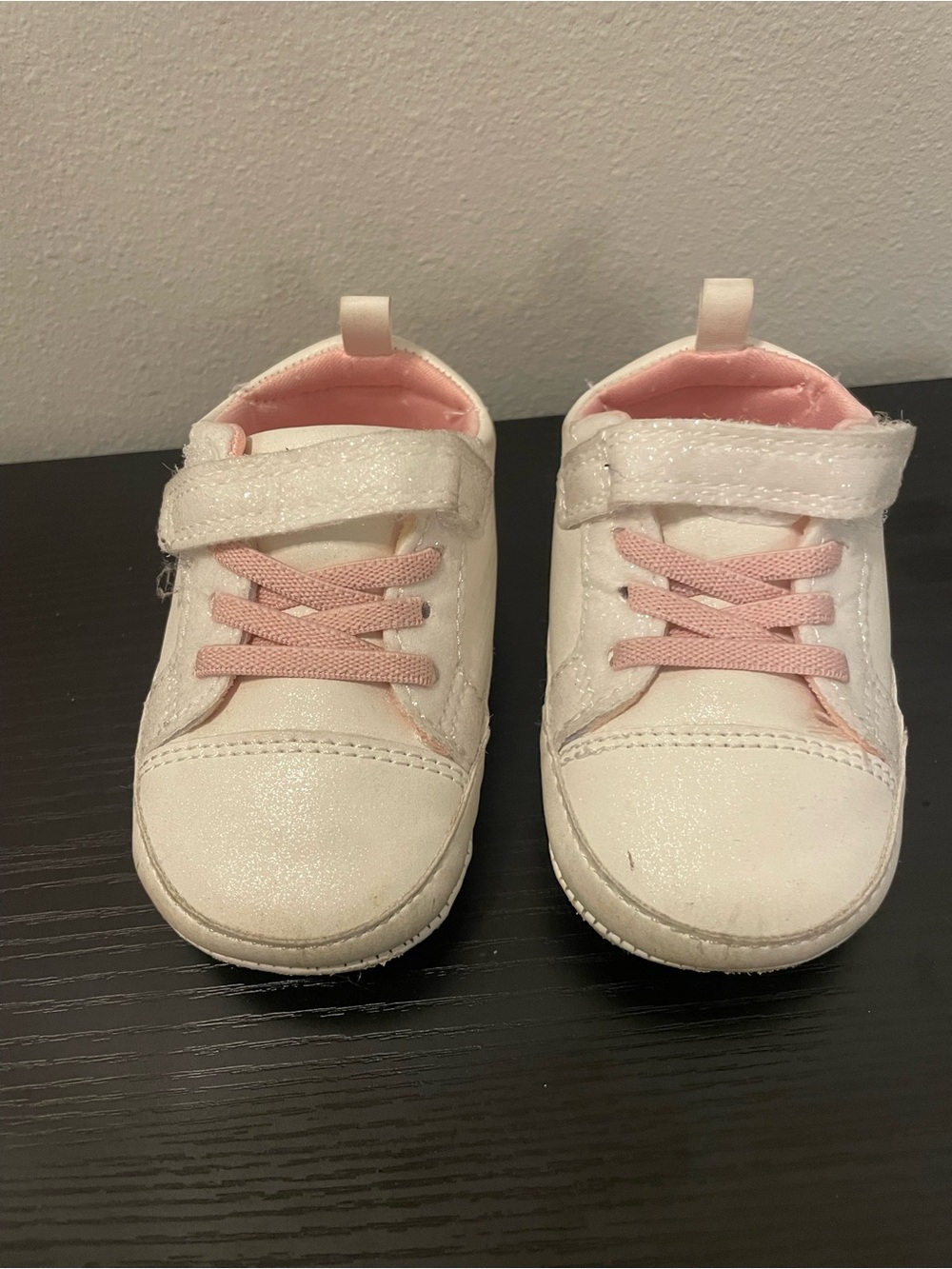 Carter's White and Pink Baby Walker Sneakers 12-18M